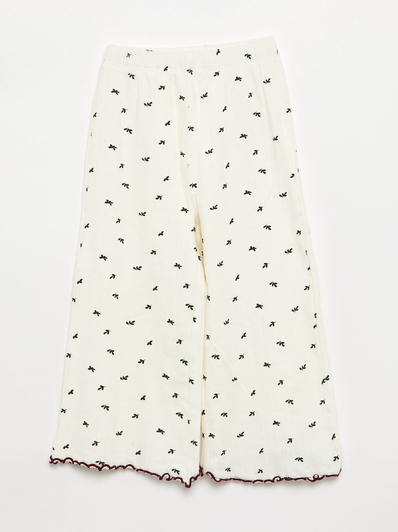 Pyjama 3 pièces - T-shirt + pantalon + gilet sans manches Blanc - Kiabi