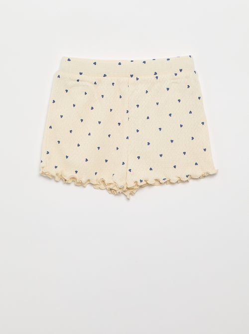 Pyjama aus Pointelle-Strick T-Shirt + Shorts - 2-teilig - Kiabi