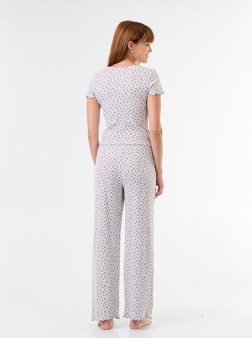 Pyjama aus Waffelstruktur: T-Shirt und Hose mit Muster - 2-teilig - Kiabi