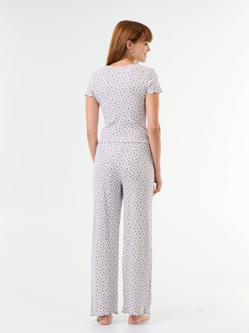 Pyjama aus Waffelstruktur: T-Shirt und Hose mit Muster - 2-teilig Grau - Kiabi