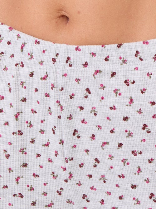 Pyjama aus Waffelstruktur: T-Shirt und Hose mit Muster - 2-teilig - Kiabi
