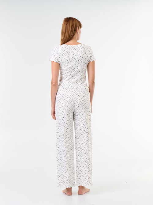 Pyjama aus Waffelstruktur: T-Shirt und Hose mit Muster - 2-teilig - Kiabi