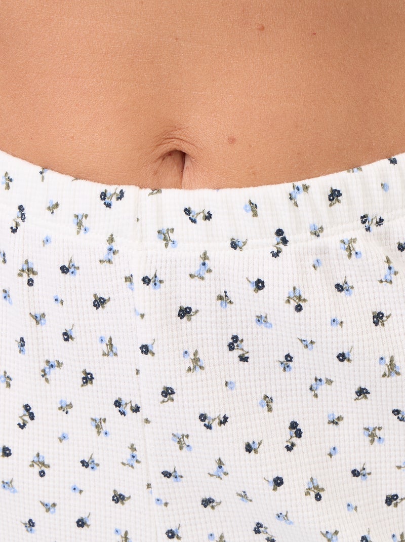 Pyjama aus Waffelstruktur: T-Shirt und Hose mit Muster - 2-teilig Weiß - Kiabi
