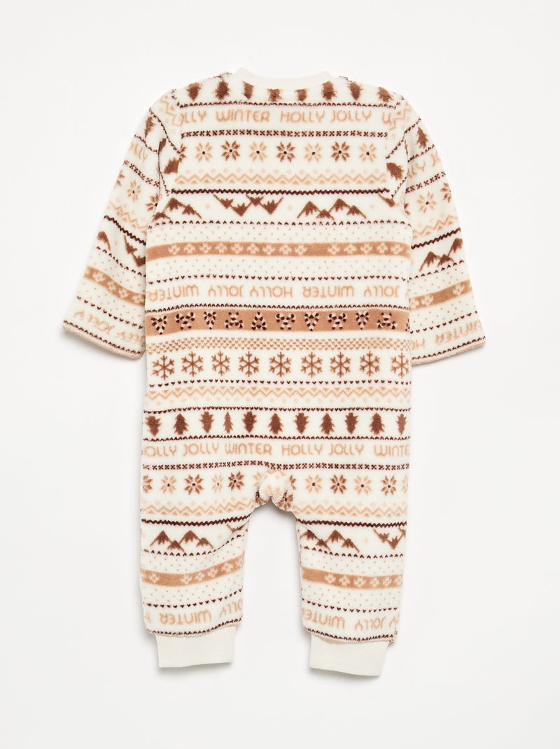 Pyjama bébé fille et garçon 'Noël' en polaire Blanc - Kiabi