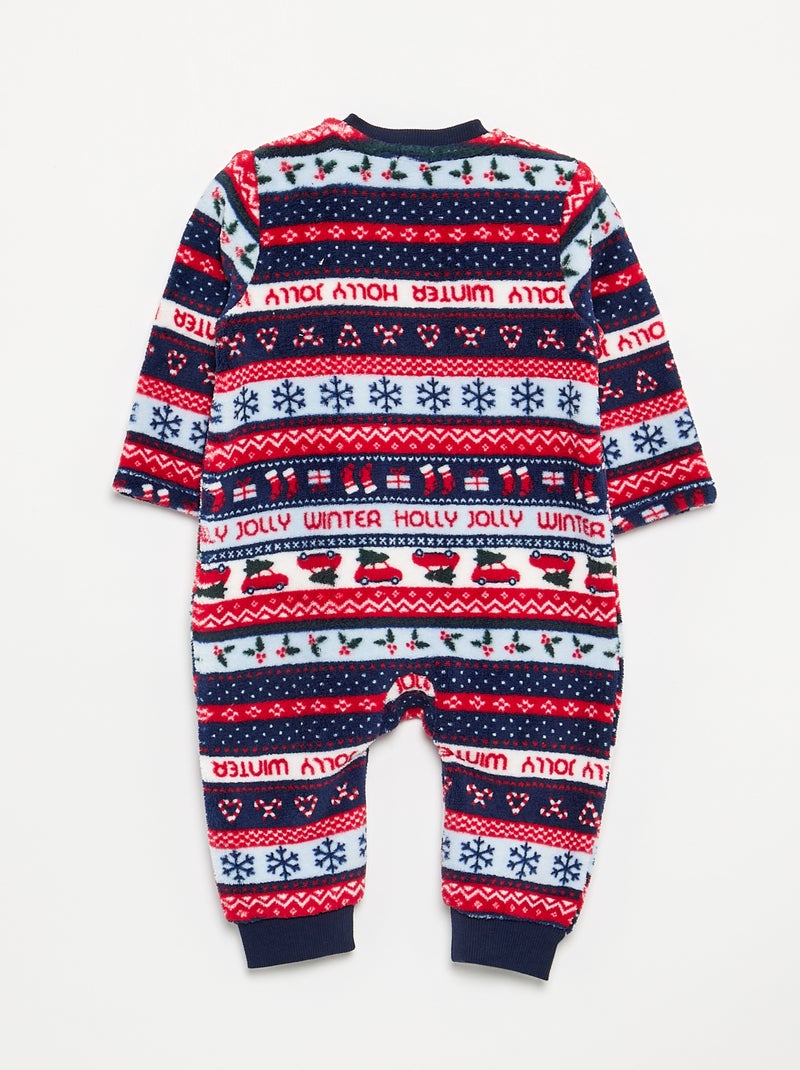 Pyjama bébé fille et garçon 'Noël' en polaire Bleu - Kiabi