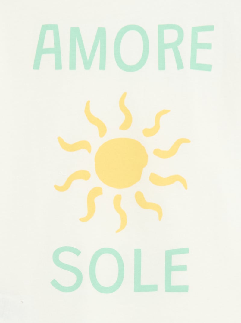 Pyjama court 2 pièces  Short + T-shirt Blanc - Kiabi