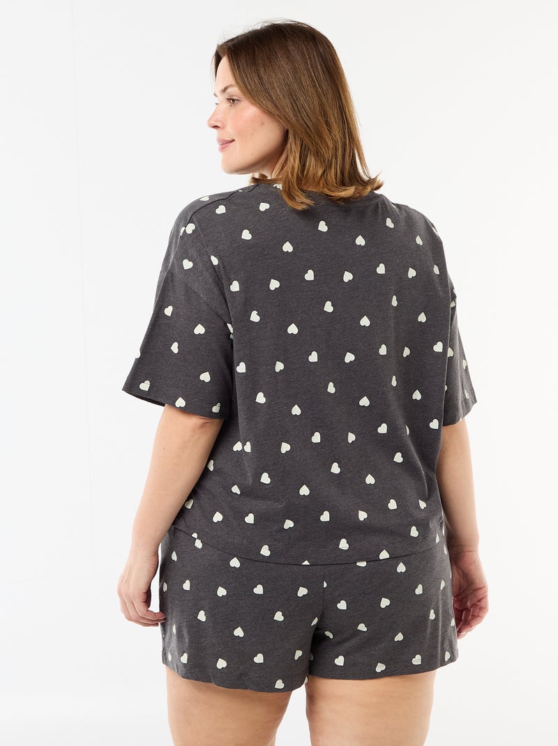 Pyjama court à motifs - 2 pièces Gris - Kiabi