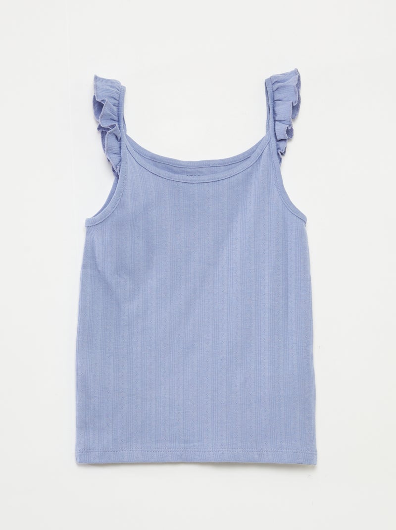 Pyjama court débardeur avec volants + short - 2 pièces Bleu - Kiabi