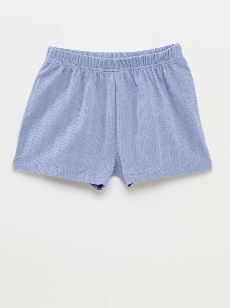 Pyjama court débardeur avec volants + short - 2 pièces Bleu - Kiabi