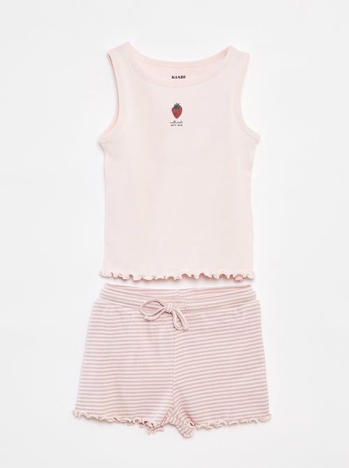 Pyjama court débardeur + short - 2 pièces - Kiabi
