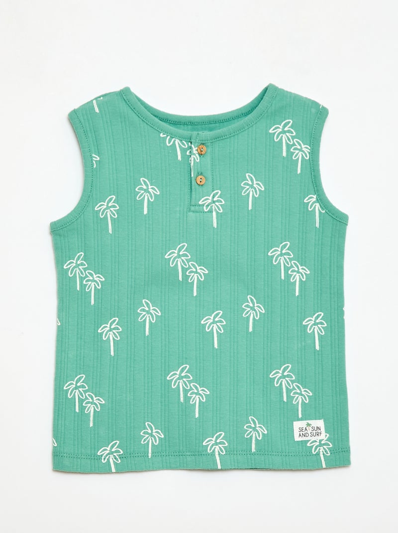 Pyjama court débardeur + short - 2 pièces Vert - Kiabi