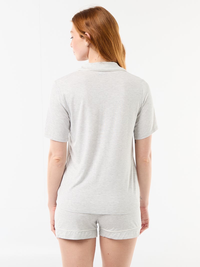 Pyjama court en viscose chiné - 2 pièces Gris - Kiabi