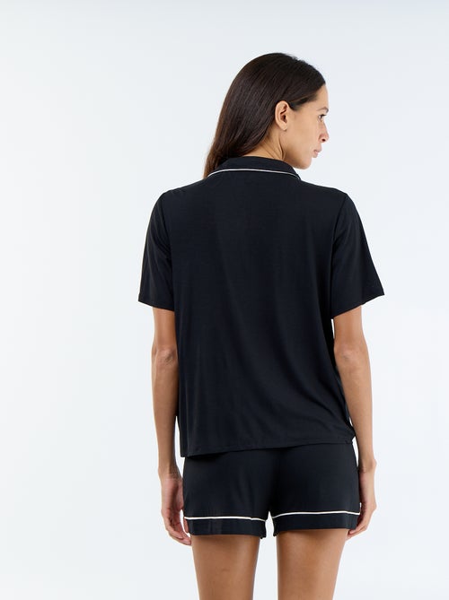 Pyjama court en viscose chiné - 2 pièces - Kiabi