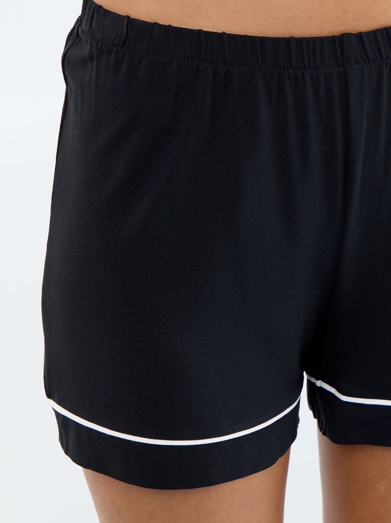 Pyjama court en viscose chiné - 2 pièces Noir - Kiabi