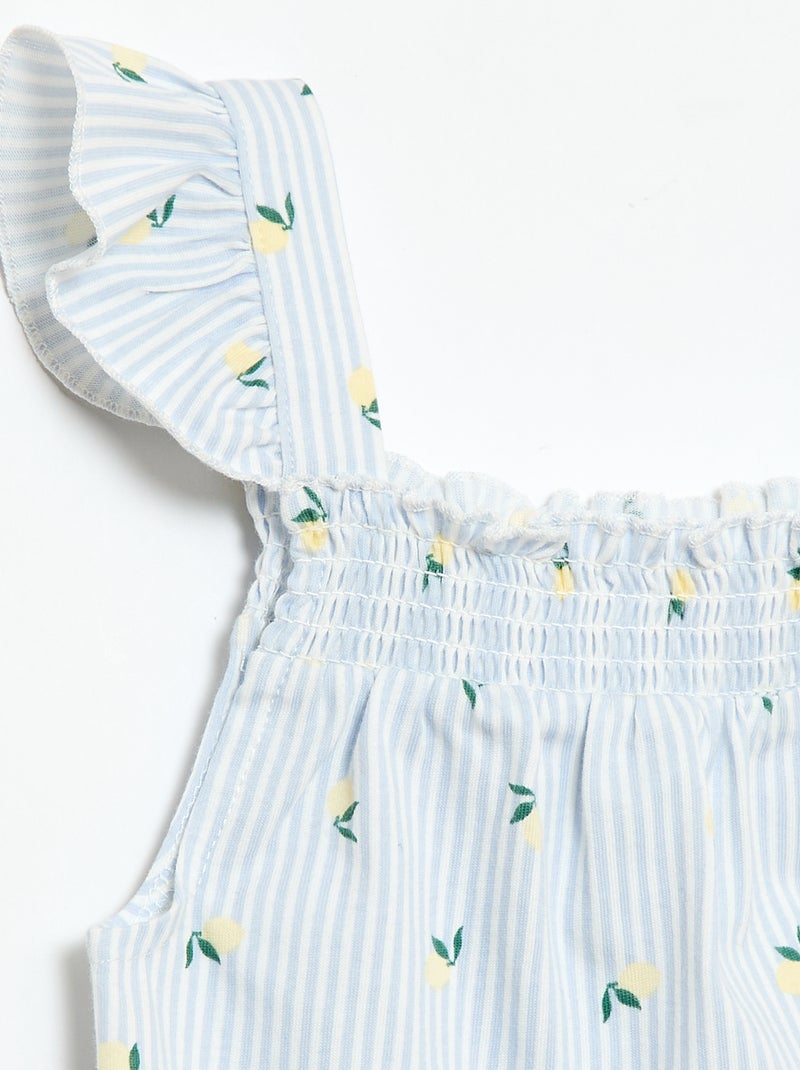 Pyjama court haut volanté + short - 2 pièces Bleu - Kiabi