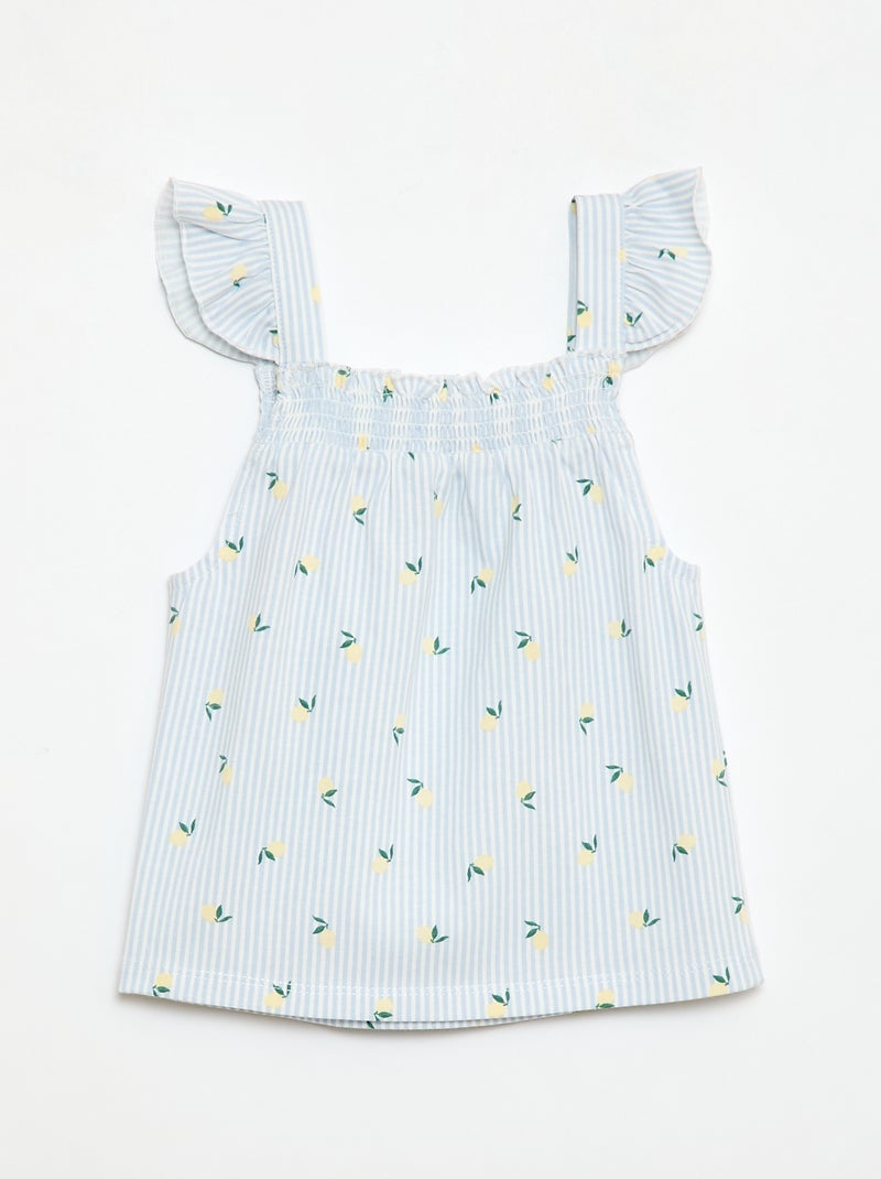 Pyjama court haut volanté + short - 2 pièces Bleu - Kiabi