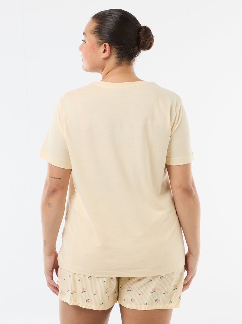 Pyjama court t-shirt + short - 2 pièces Jaune - Kiabi