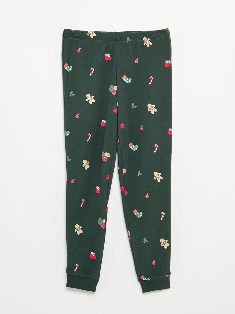 Pyjama de Noël 2 pièces - T-shirt à manches longues + pantalon Vert - Kiabi