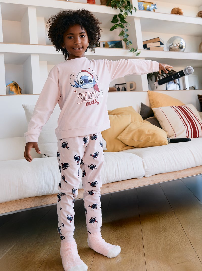 Pyjama de Noël 'Disney' 2 pièces - Sweat + pantalon Rose - Kiabi