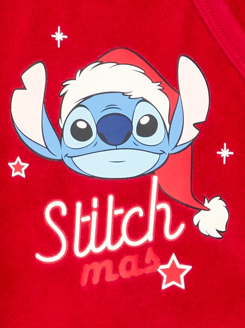 Pyjama de Noël 'Stitch' en velours avec pieds - 2 pièces - Kiabi