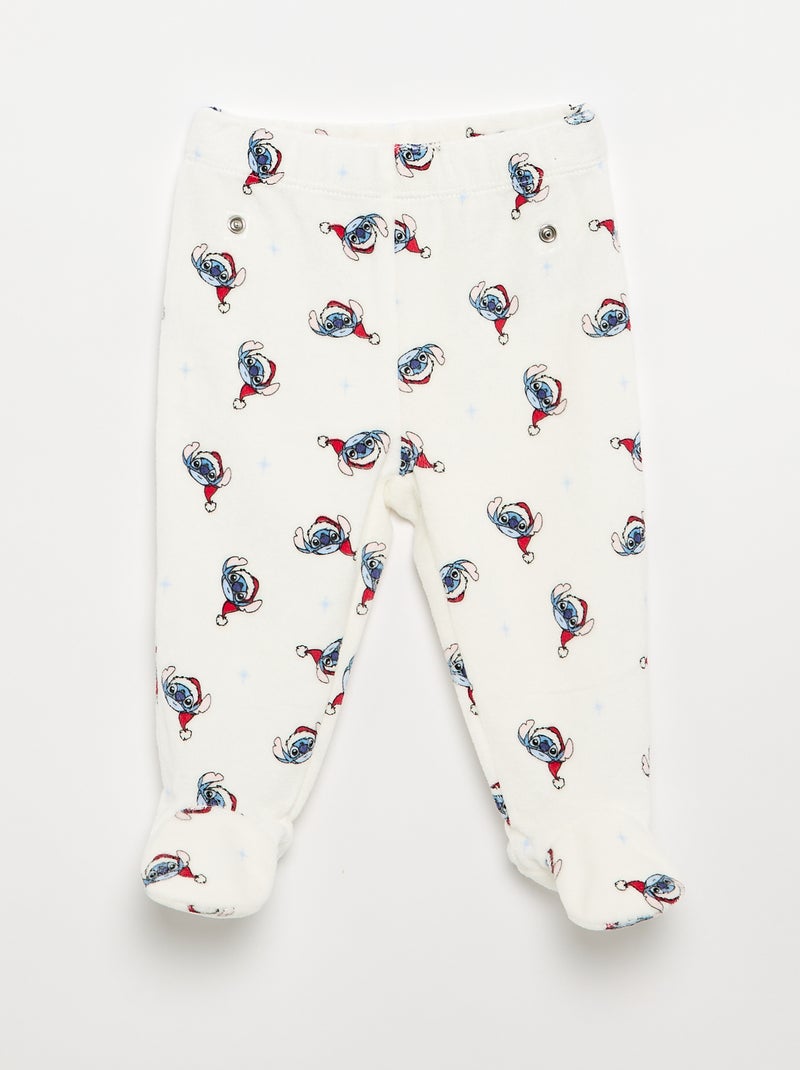 Pyjama de Noël 'Stitch' en velours avec pieds - 2 pièces Rouge - Kiabi