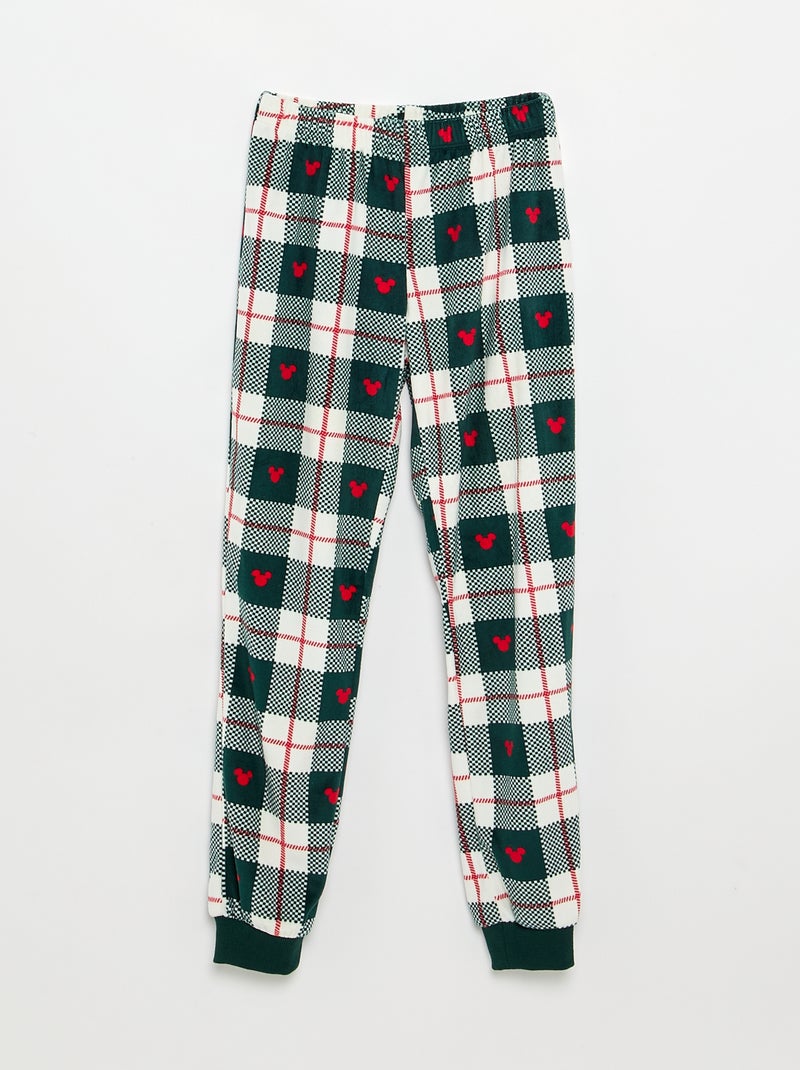 Pyjama 'Disney' 'Mickey' 2 pièces en polaire - T-shirt à manches longues + pantalon Vert foncé - Kiabi