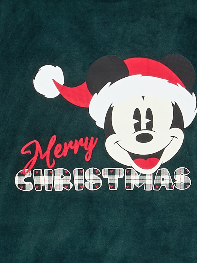 Pyjama 'Disney' 'Mickey' 2-teilig aus Fleece - Langarm-T-Shirt + Hose Dunkelgrün - Kiabi