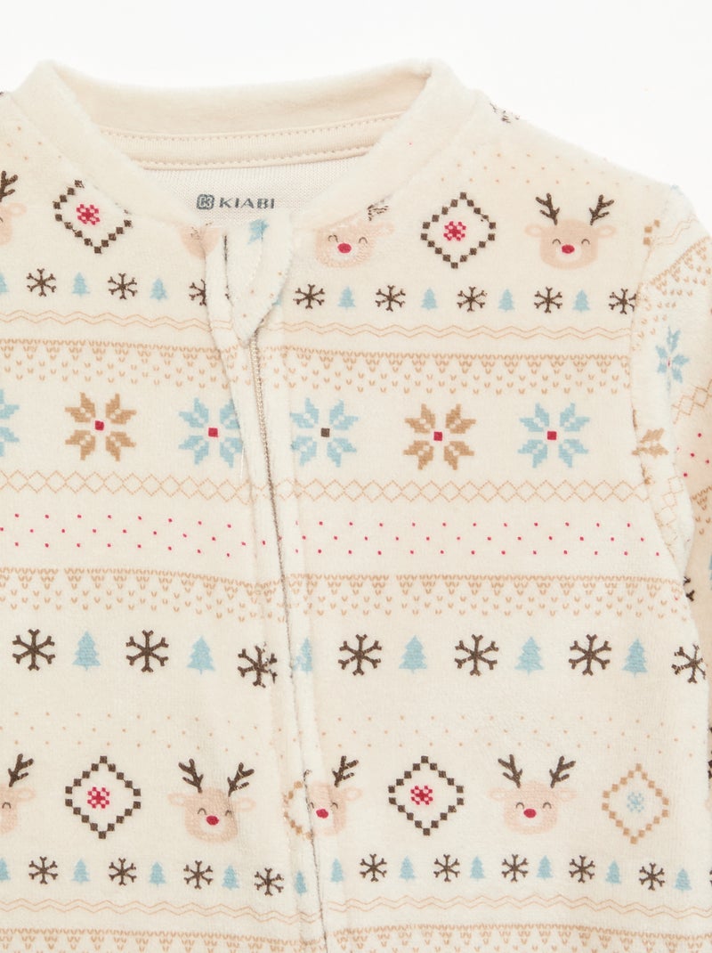Pyjama dors bien en velours Blanc - Kiabi
