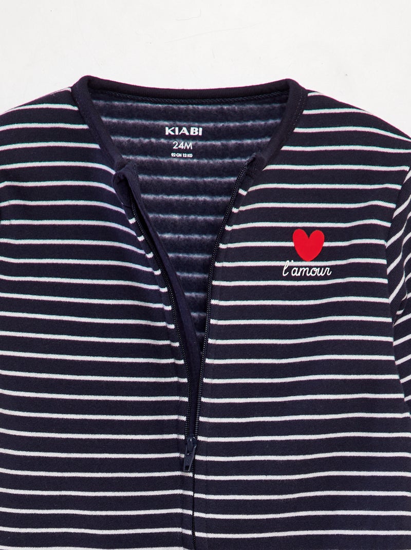 Pyjama en molleton chaud 'Amour' Bleu - Kiabi