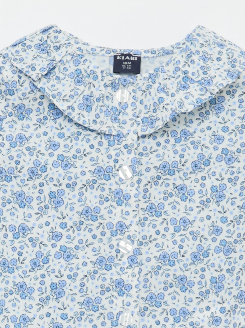 Pyjama en popeline - 2 pièces Bleu - Kiabi