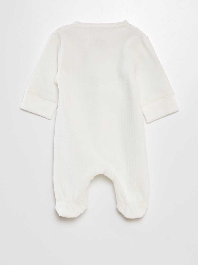 Pyjama en velours avec manches ajustables Blanc - Kiabi