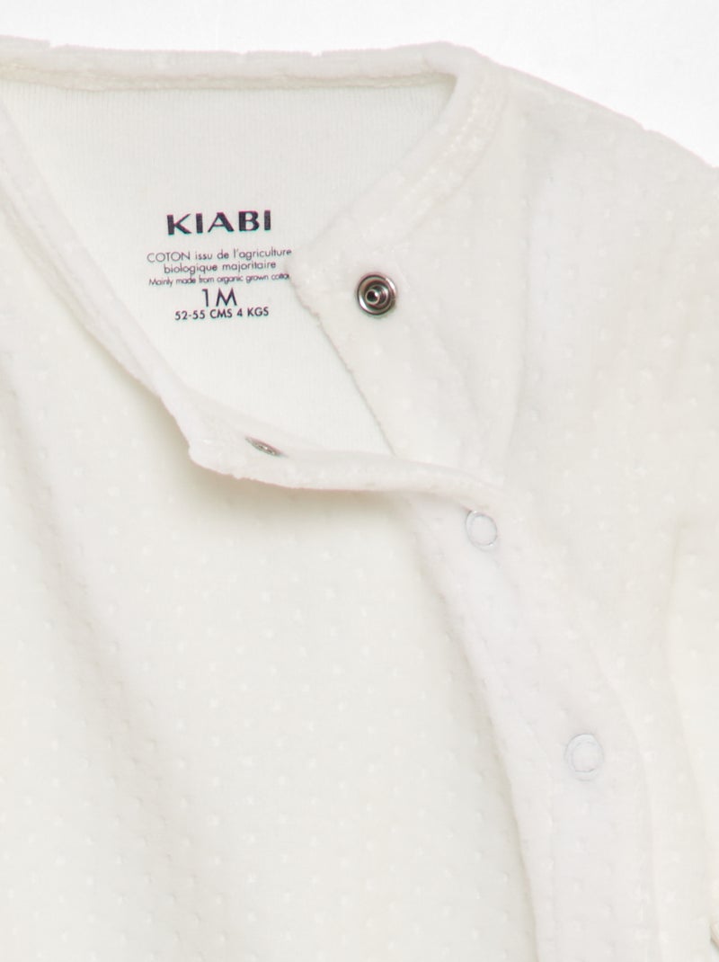 Pyjama en velours avec manches ajustables Blanc - Kiabi