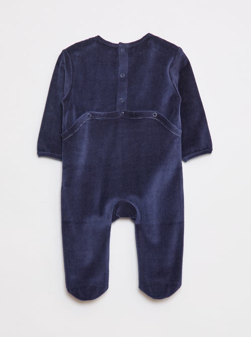 Pyjama en velours avec pieds et animation devant - Kiabi