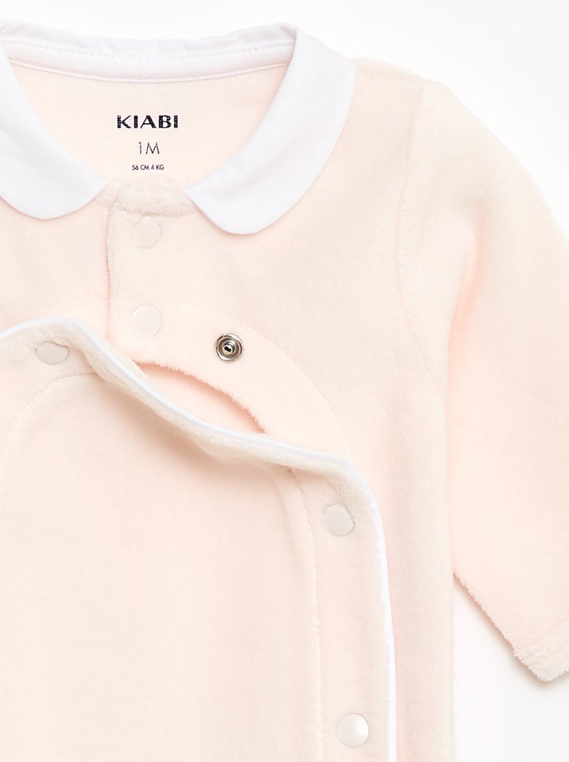 Pyjama en velours col claudine Rose - Kiabi