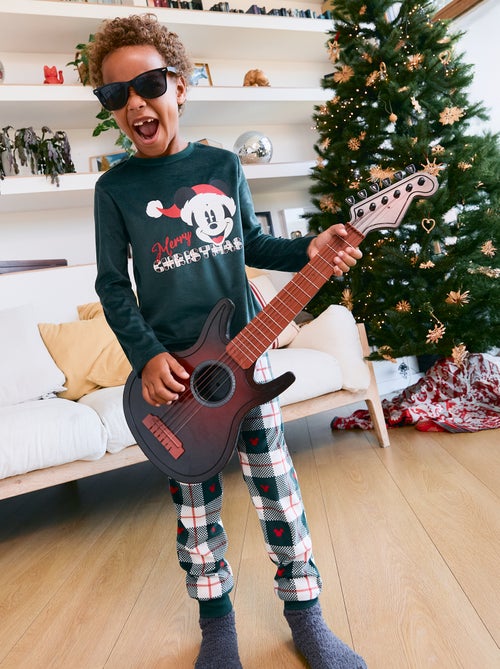 Pyjama garçon 'Disney' 'Mickey' 'Noël' 2 pièces en polaire - T-shirt à manches longues + pantalon - Kiabi