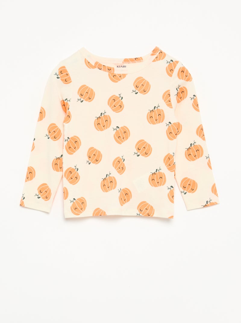 Pyjama 'Halloween' 2-teilig - Langarm-T-Shirt + Hose Beige - Kiabi