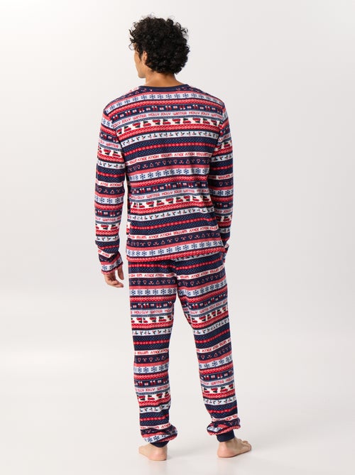 Pyjama jacquard 2 pièces en polaire - Kiabi