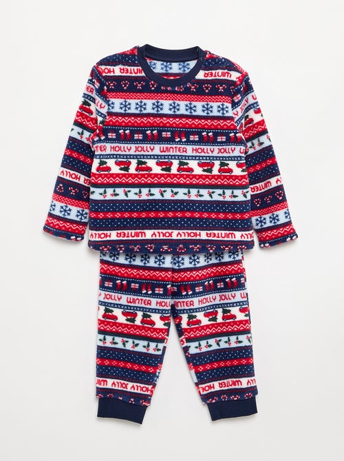 Pyjama jacquard en polaire 2 pièces - Sweat + pantalon - Kiabi