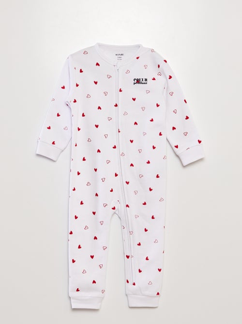 Pyjama long chaud 'Amour' - Kiabi