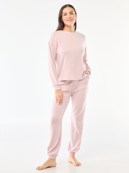 Pyjama long en maille chaude - 2 pièces - Kiabi