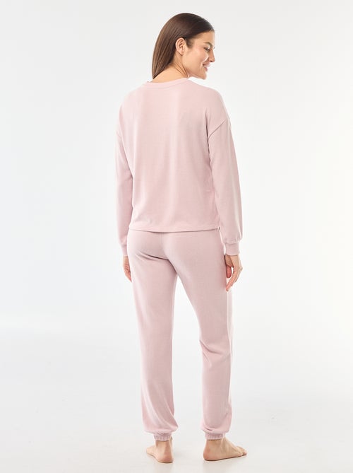 Pyjama long en maille chaude - 2 pièces - Kiabi
