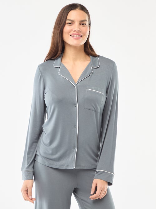 Pyjama long en maille douce stretch - 2 pièces - Kiabi