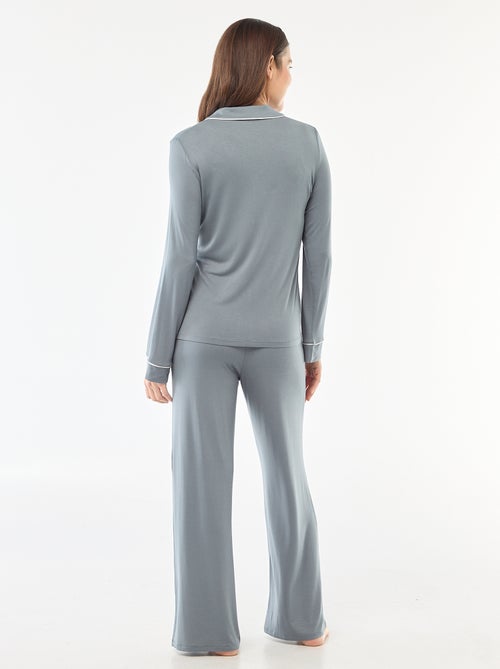 Pyjama long en maille douce stretch - 2 pièces - Kiabi