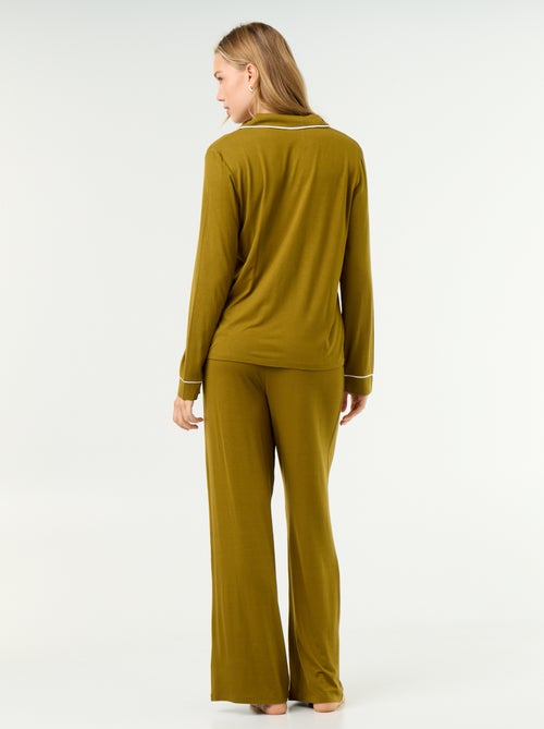 Pyjama long en maille douce stretch - 2 pièces - Kiabi