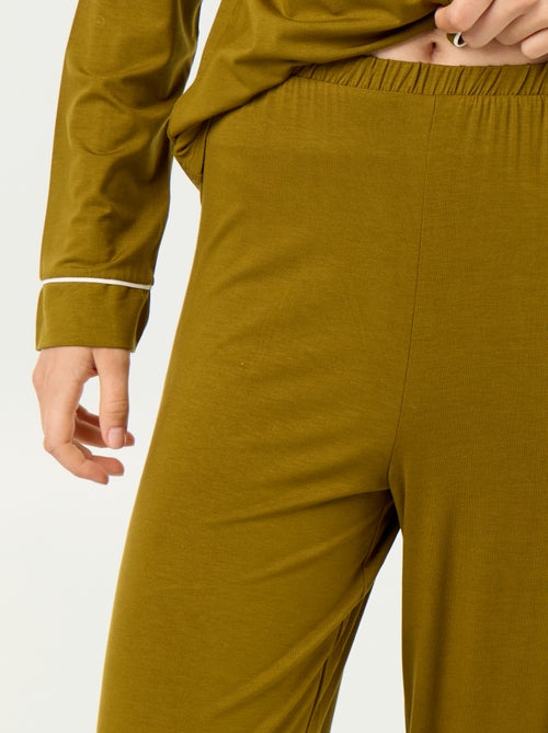 Pyjama long en maille douce stretch - 2 pièces - Kiabi