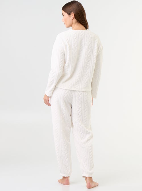 Pyjama long en polaire avec torsades - 2 pièces - Kiabi