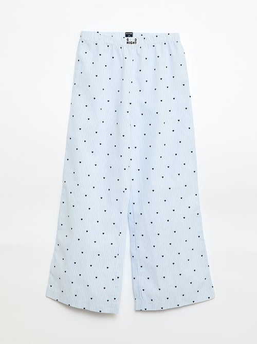 Pyjama long en popeline - 2 pièces - Kiabi