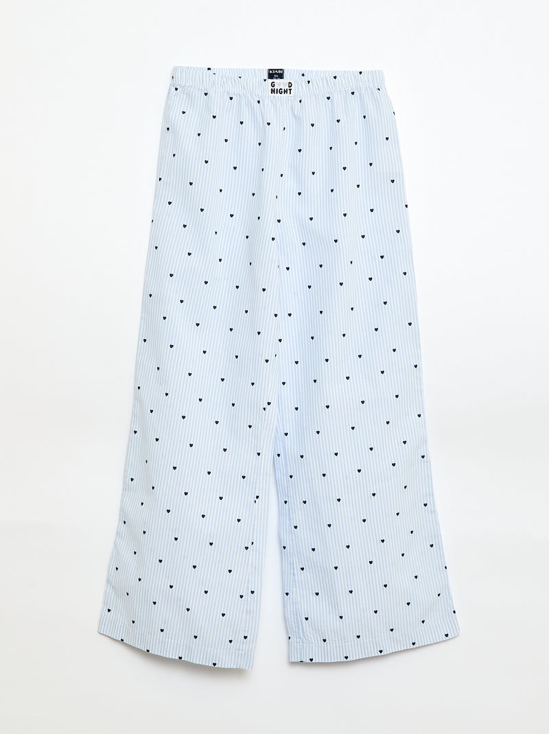 Pyjama long en popeline - 2 pièces Bleu - Kiabi