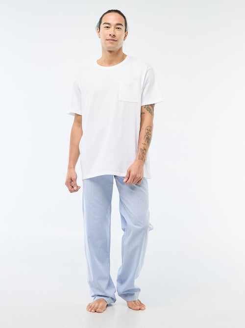 Pyjama long en popeline - 2 pièces - Kiabi