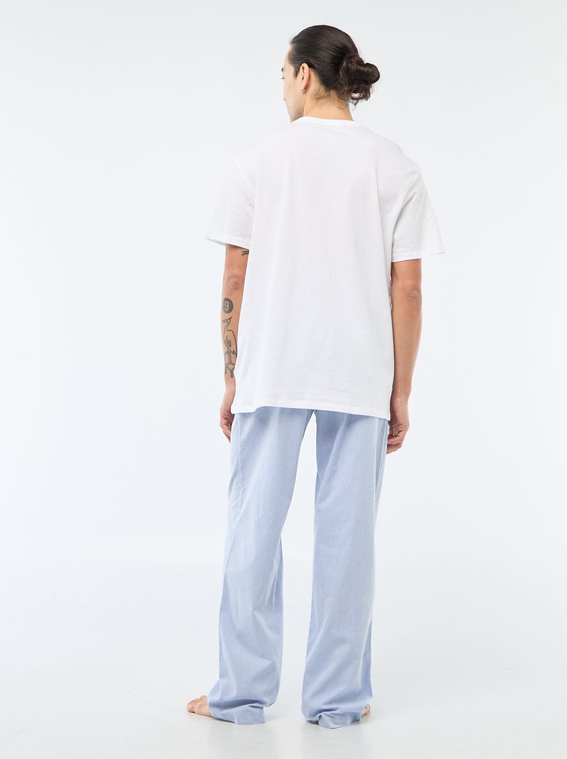 Pyjama long en popeline - 2 pièces Bleu/blanc - Kiabi